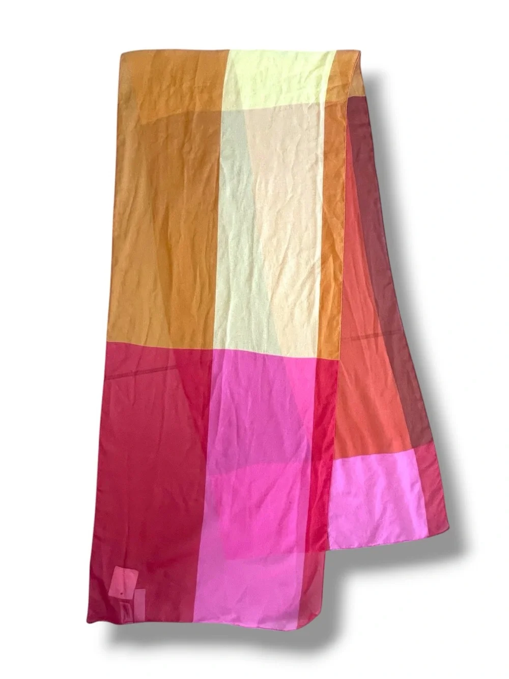 Jones New York Italy Color Block Sheer Scarf Wrap Shawl Pink Orange Yellow NWT
